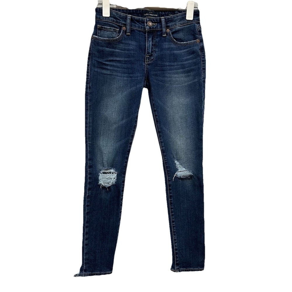 Lucky Brand Jeans Womens 0/25 Denim Blue Ankle Distressed Skinny Stretch 5 Pcket